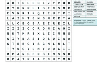 Education wordsearch
