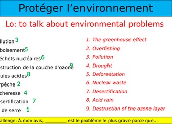 KS3 L'environnement - les problemes
