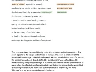 "Like an Heiress" Poetry Anthology: GCSE WJEC ENGLISH DOUBLE AWARD