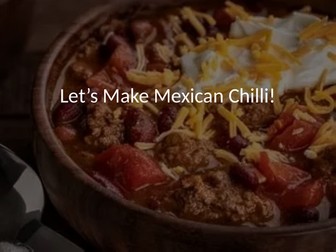 Chilli con carne recipe lesson food technology ks2/ks3/ks4