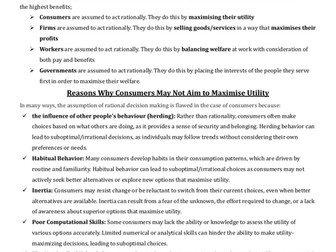 IAL Edexcel Economics Unit 1 - Consumer Behaviour and Demand Notes