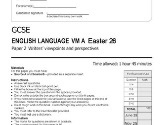 AQA GCSE English Lang p2 practice paper