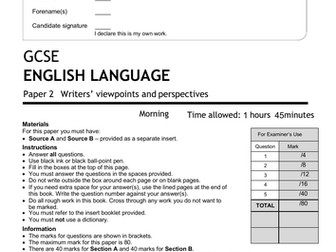 AQA GCSE English Lang p2 Non fiction practice paper