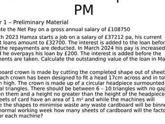 AQA Core Maths Paper 1 - 2026 - Preliminary Material Activities