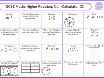 GCSE Maths Higher Revision Non-Calculator (C)