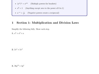 GCSE Maths | Indices: Mastery & Fluency Practice | With Full Solutions