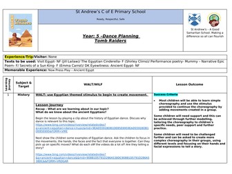 Half term dance lesson plan (Egyptian theme)