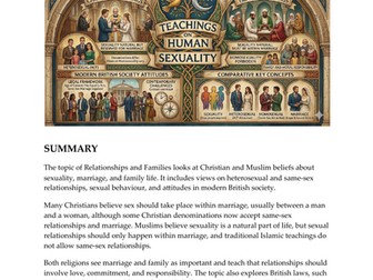 A summary of Topic 3.1 Teachings about human sexuality