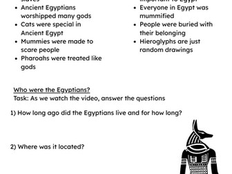 Ancient Egyptians Worksheet ONLY
