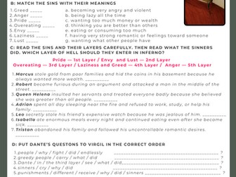 Simple Past Tense Worksheet with Dante’s Inferno