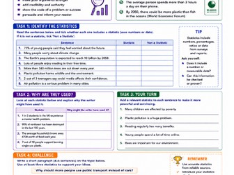 Persuasive Writing: Using Statistics, Facts, and Data Worksheet