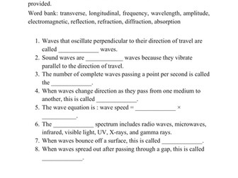 RESOURCE 3 — Waves: Fill-in Summary Sheet