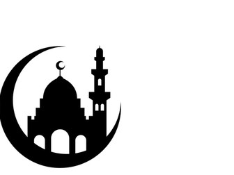 Eid- Crescent Moon & Star Silhouette - Sunset painting