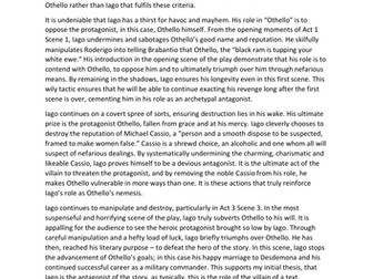 Othello Sample Essay: Character of Iago