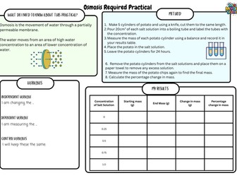 Osmosis Required Practical Worksheet