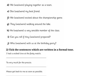 Standard English Worksheet