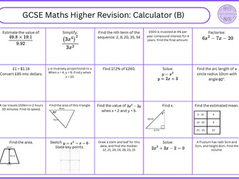 GCSE Maths Higher Revision Calculator (B)