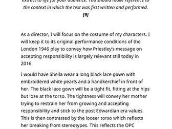 GCSE Edexcel Drama - An Inspector Calls full SOW with 2 x full mark exemplars