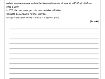 AQA Core Maths - Paper 2 - 2026 - Preliminary Material - Computer Games Market - CAGR