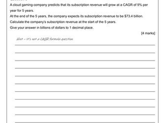 AQA Core Maths - Paper 2 - 2026 - Preliminary Material - Computer Games Market - CAGR Q3