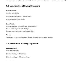 Cambridge IGCSE Biology 0610 Core Worksheet Bundle (2026–2028)