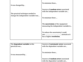 OCR A Level Biology Practical Review Sheet