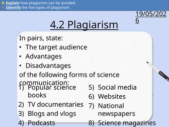 OCR AAQ in Applied Science: 4.2 Plagiarism