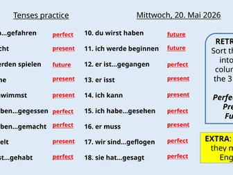 German 3 tenses consolidation lesson
