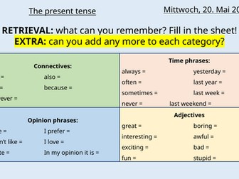 French present tense revision lesson