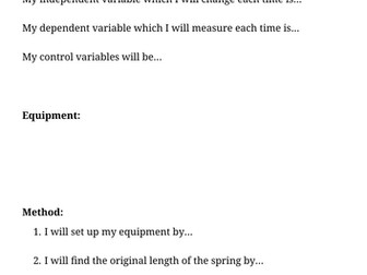 Hooke's law practical sheet