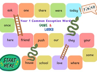 Common Exception Words Snake and Ladders Document