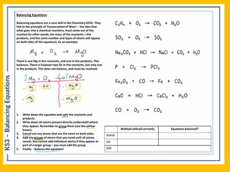 KS3 Science Skills Task - Balancing Equations
