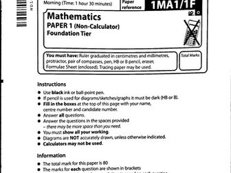 Edexcel Maths 2026 Paper 1 Foundation