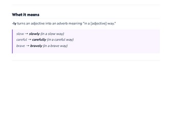 Suffix: -ly