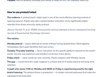 Pretest and retest pairs — Years 3/4