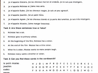 Le Petit Nicolas Worksheet