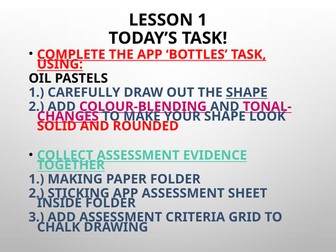 Bottles Scheme of work for Art