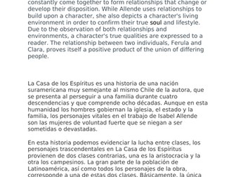 Italian A LEVEL "La casa de los espiritus" mock exam questions