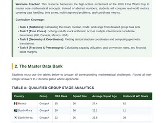 World Cup 2026 Maths Pack: Data Handling & Statistics