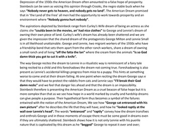 EXAMPLE ESSAY "Of Mice and Men" Steinbeck - the theme of dreams