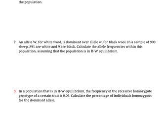 Hardy Weinberg's Principle Problems