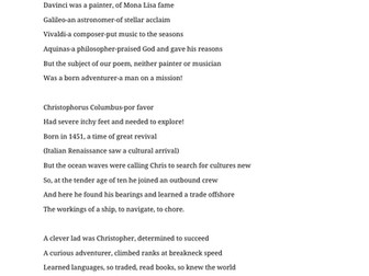 Christopher Columbus Poem