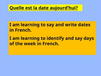 French months and days powerpoint for key stage 2 learners.