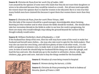 The role of women in Medieval Society (Source Analysis)