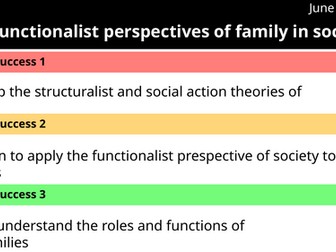 Sociology- Theories of Family- Functionalism