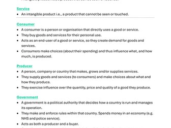 OCR GCSE ECONOMICS J207 Paper 1 exam ultimate glossary
