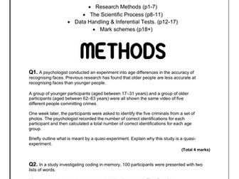 AQA Psychology Research Methods Exam Questions and Mark Schemes