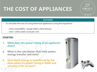 NEW WJEC (2026) GCSE Science - The cost of appliances
