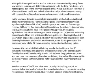 Perfect competition & imperfectly competitive markets