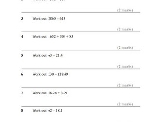 Worksheet on Basic Functions and BIDMAS